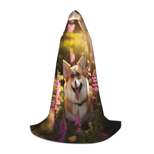ETASUIOL Corgi Kapuzenumhang mit Blumenmuster, Frühlingsgarten-Druck, für Halloween, Zauberer, Vampir, Sensenmann-Kostüme, Renaissance-Stil ETASUIOL Corgi Kapuzenumhang mit Blumenmuster, Frühlingsgarten-Druck, für Halloween, Zauberer, Vampir, Sensenmann-Kostüme, Renaissance-Stil von ETASUIOL