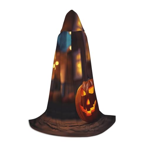 ETASUIOL Halloween mit Kürbis-Druck, Kapuzenumhang für Halloween, Zauberer, Vampir, Sensenmann-Kostüme, Renaissance-Stil von ETASUIOL