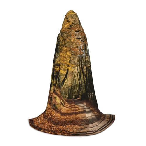 ETASUIOL Kapuzenumhang mit Baum im Herbst für Halloween, Zauberer, Vampir, Sensenmann-Kostüme, Renaissance-Stil von ETASUIOL