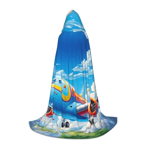 ETASUIOL Kapuzenumhang mit Cartoon-Flugzeugdruck für Halloween, Zauberer-Vampir-Kostüme, Renaissance-Stil ETASUIOL Kapuzenumhang mit Cartoon-Flugzeugdruck für Halloween, Zauberer-Vampir-Kostüme, Renaissance-Stil von ETASUIOL
