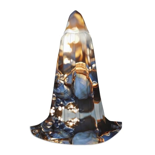 ETASUIOL Kapuzenumhang mit Muschel-Motiv und Muschel-Motiv, für Halloween, Zauberer, Vampir, Sensenmann-Kostüme, Renaissance-Stil von ETASUIOL