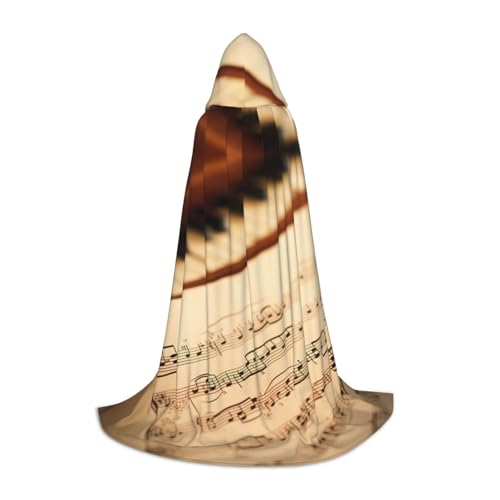 ETASUIOL Umhang mit Musiknotenmuster für Halloween, Zauberer, Vampir, Sensenmann, Renaissance-Stil von ETASUIOL
