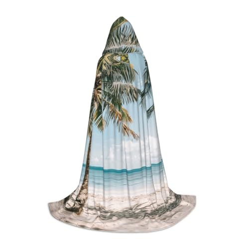 ETASUIOL Weißer Strand-Umhang mit Kapuze für Halloween, Zauberer-Vampir-Kostüme, Renaissance-Stil von ETASUIOL