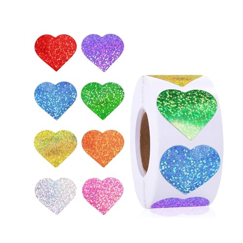 500 Stück glitzernde Herz-Aufkleber, 2,5 cm, Valentinstags-Aufkleber, Verpackungsetiketten für Siegel, Umschläge, Scrapbooking, Verpackungen 500 Stück glitzernde Herz-Aufkleber, 2,5 cm, Valentinstags-Aufkleber, Verpackungsetiketten für Siegel, Umschläge, Scrapbooking, Verpackungen von ETAWDE