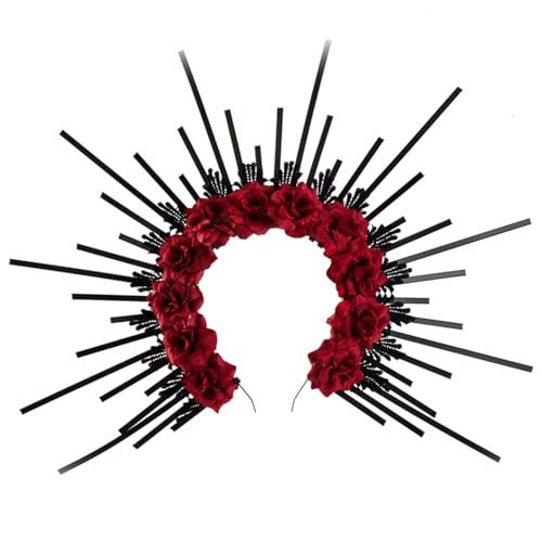 ETAWDE Dunkle Kronen Kopfbedeckung Rose Stirnband für Frauen Halloween Zubehör für Cosplay und Motto-Partys von ETAWDE