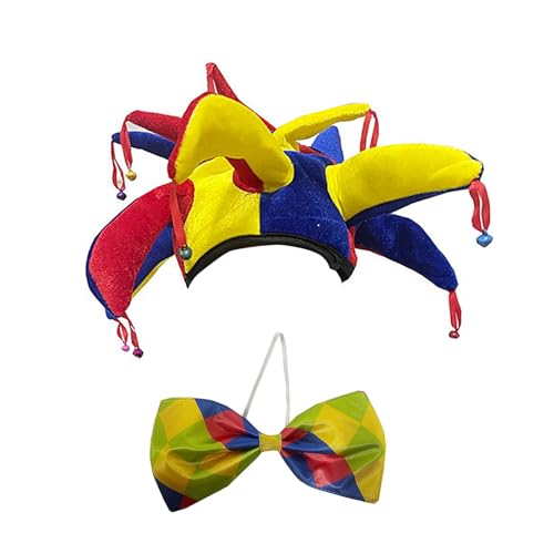 ETAWDE Halloween-Clown-Kostüm-Zubehör, Clown-Hut, Clown-Fliege für Damen, Herren, Halloween, Weihnachten, Karneval, Cosplay, Partys von ETAWDE