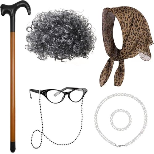 ETAWDE Mädchen 100. Tag Schule Alte Dame Kostüm Oma Kleid Cosplay Atmungsaktives Outfit für Schulfeiern und Partys von ETAWDE