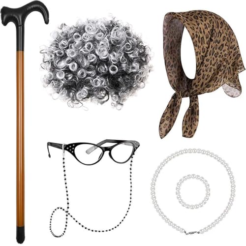ETAWDE Mädchen 100. Tag Schule Alte Dame Kostüm Oma Kleid Cosplay Atmungsaktives Outfit für Schulfeiern und Partys von ETAWDE