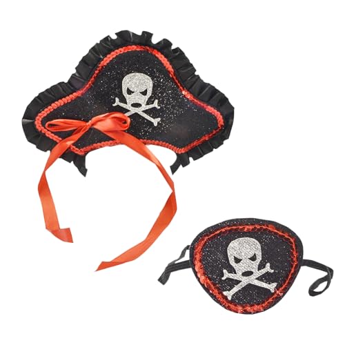 ETAWDE Modische Piraten-Kopfbedeckung und Augen, bequemes Halloween-Kopfschmuck-Set zum Verschenken an Piraten-Enthusiasten von ETAWDE