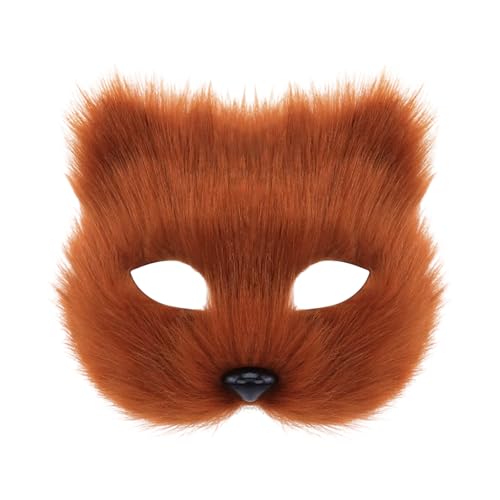 ETAWDE Plüschtier, Katzengesicht, pelziges Tier, halbes Gesicht, für Männer und Frauen, Maskerade, Halloween, Cosplay, Kostüm-Zubehör ETAWDE Plüschtier, Katzengesicht, pelziges Tier, halbes Gesicht, für Männer und Frauen, Maskerade, Halloween, Cosplay, Kostüm-Zubehör von ETAWDE