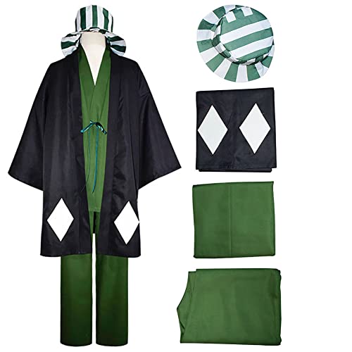 ETEBAS Urahara Kisuke Cosplay Kostüm Outfit Kimono Uniform Umhang Anime Komplettes Set mit Hut Anzug (L) von ETEBAS
