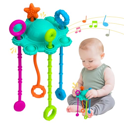 ETETOO Montessori Spielzeug Baby - Silikon Motorikspielzeug und Baby sensorik für Entwicklung feinmotorischer Fähigkeiten, Mit integrierter Rasselfunktion und leicht zu reinigendem Design(Grün) von ETETOO