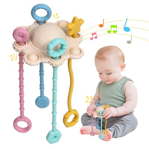 ETETOO Montessori Spielzeug Baby - Silikon Motorikspielzeug und Baby sensorik für Entwicklung feinmotorischer Fähigkeiten, Mit integrierter Rasselfunktion und leicht zu reinigendem Design(Weiß) von ETETOO