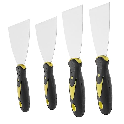 ETHZZLE Gipskartonplatten 4er Set Edelstahl Spachtel Und Farbige Griffe Wandreparatur Werkzeuge Reinigungsschaber Spachtel Mit Griff Für Präzise Reparaturen Und Entfernen Von Spachtel Set Trockenbau von ETHZZLE