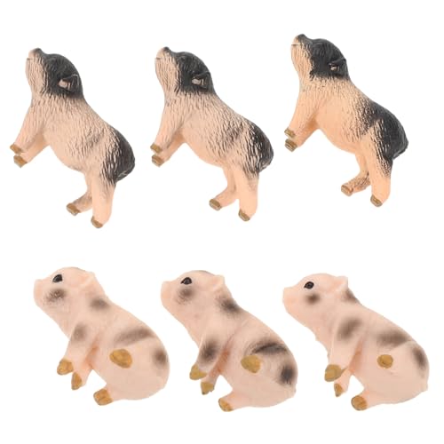 ETHZZLE 6stücke Miniatur-schweinestatue Teiliges Bauernhoftiere Spielzeug Nutztierfigur Modell Tischdekoration Für Puppenhauszubehör Schweinchen von ETHZZLE