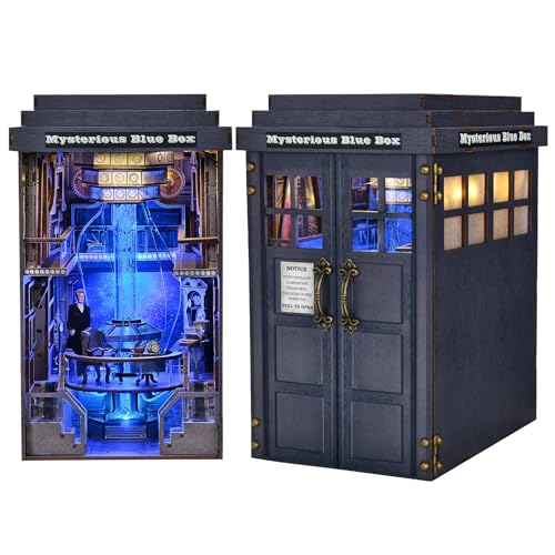 ETKVR Book Nook Kit für Erwachsene, DIY Miniature House mit LED Licht Booknook Bausatz 3D-Holzpuzzle Bücherstütze für Regal Bibliothek Bücherregal Dekoration - Geheimnisvolle Blaue Box ETKVR Book Nook Kit für Erwachsene, DIY Miniature House mit LED Licht Booknook Bausatz 3D-Holzpuzzle Bücherstütze für Regal Bibliothek Bücherregal Dekoration - Geheimnisvolle Blaue Box von ETKVR