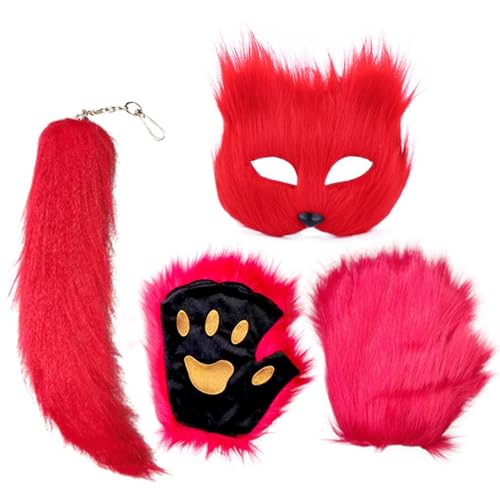 ETUCYNG Halloween-Tiermaske, Verkleidungsmaske mit Schwanz und Handschuhen, Halloween-Maske für Karneval, Maskerade, Bühnenaufführung ETUCYNG Halloween-Tiermaske, Verkleidungsmaske mit Schwanz und Handschuhen, Halloween-Maske für Karneval, Maskerade, Bühnenaufführung von ETUCYNG