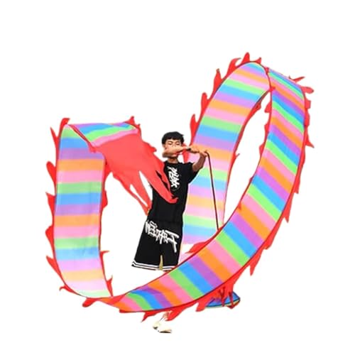 ETomey Tanzbänder, Tänzer, China, Outdoor-Sport und Fitness, EIN komplettes Set bunter Regenbogen-Drachenwerfer for Fitness, Jonglieren, Schleudern (Größe: 8 m) (Color : One Color, Size : 10 m) von ETomey