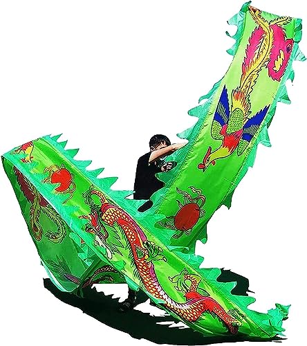 ETomey Tanzbänder, Tänzer, chinesischer grüner Satin-Drache – 8 Meter Drache und Phönix for Fitness, Jonglieren, Schleudern (Größe: 10 m) (Size : 10M) von ETomey