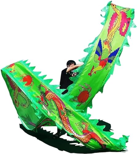 ETomey Tanzbänder, Tänzer, chinesischer grüner Satin-Drache – 8 Meter Drache und Phönix for Fitness, Jonglieren, Schleudern (Größe: 8 m) (Size : 6M) von ETomey