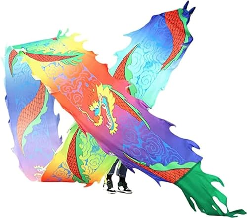 ETomey Tanzbänder, Tänzer 3D Chinese Outdoor Fitness Dancing Dragon Bunte Seide (Bunte Plattensäule) for Fitness Jonglieren Schleudern (Size : 10m/33ft) (Size : 12m/39ft) von ETomey