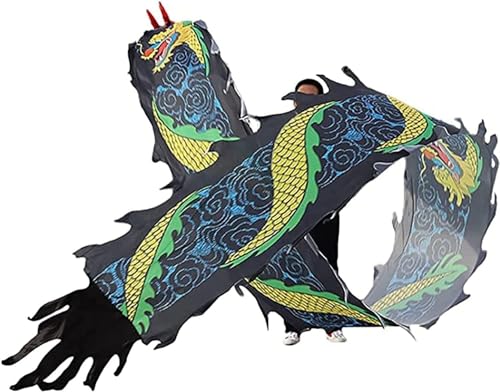 ETomey Tanzbänder, Tänzer 3D chinesische Fitness Hand schleudert Bunte Seide tanzen Drachen Drachenplatte Säule schwarz Modell for Fitness Jonglieren Schleudern (Größe: 6 m/20 Fuß) (Size : 12m/39ft) von ETomey