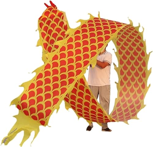 ETomey Tanzbänder, Tänzer China [6 m, 8 m, 10 m rot] – doppelseitig heißgeprägter Drachentanz – komplettes Set + 1,1 m Seil + Rucksack for Fitness, Jonglieren, Schleudern (Größe: 8 m) (Size : 10M) von ETomey