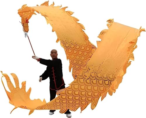 ETomey Tanzbänder, Tänzerin, China-Seide, 3D-Buntes Drachen-Tanzband (Heißprägungs-Gelb-Drachen-Modell) for Fitness-Jonglieren, Flinging (Größe: 12 m/39 Fuß) (Color : One Color, Size : 8m/26ft) von ETomey