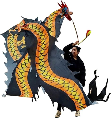 Tanzbänder, Tänzer China 3D Outdoor Fitness Black Dragon Golden Claw Dragon Ribbon Dance Set (6m 8m 10m) for Fitness Jonglieren Flinging (Farbe: Schwarz, Größe: 10m/33ft) ( Color : Black , Size : 10m/ von ETomey