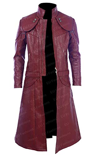 EU Fashions DMC Devil May Cry 5 Dante Cosplay Kostüm Roter Mantel, Aus Echtleder, XX-Small von EU Fashions