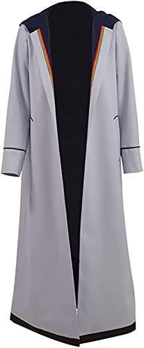 EU Fashions Doctor Who Mantel-Kostüm-Kollektion, Hellgrau – Dr. Who Baumwollmantel für Damen, M von EU Fashions