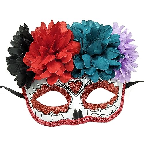 EUBEISAQI Damen-Maskerade-Maske | Zuckerschädel-Maskerade-Maske für Damen, halbe Gesichtsbedeckung, Kostü für Halloween-Party, Kostü, Anzieh-Requisiten von EUBEISAQI