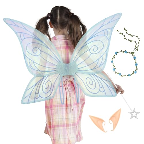 EUBEISAQI Feenflügel für Mädchen, Schmetterlingsfeenflügel für Mädchen, leichtes Prinzessin-Cosplay-Zubehör für Hochzeitsdekoration, Geburtstag, Weihnachten, Urlaub von EUBEISAQI