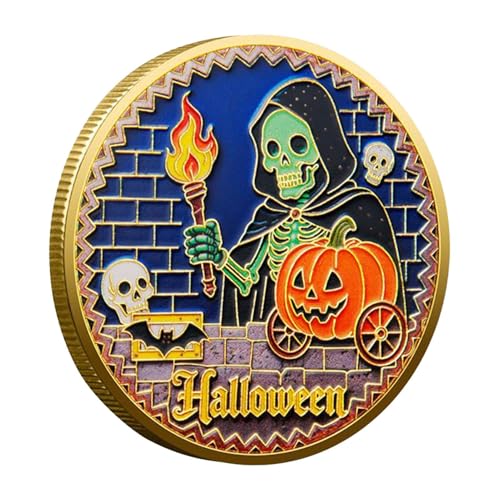 EUBEISAQI Halloween Gedenkmünze,Kürbislaterne Halloween Herausforderungsmünze | Vintage Deko Für Tisch Vitrine Fans Sammler Geburtstag Feiertag Party Wohnzimmer von EUBEISAQI