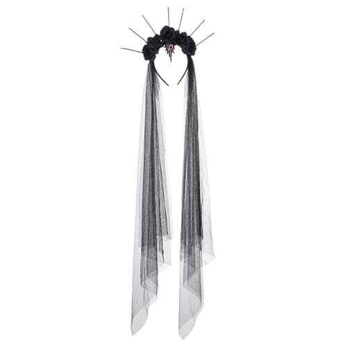 EUBEISAQI Halloween Kopfschmuck - Vintage Haarreif Mit Schleier In Schwarz Und Rosen - Tag der Blumen Kopfschmuck Halloween Kostümzubehör für Cosplay Karneval Maskenbälle und Party EUBEISAQI Halloween Kopfschmuck - Vintage Haarreif Mit Schleier In Schwarz Und Rosen - Tag der Blumen Kopfschmuck Halloween Kostümzubehör für Cosplay Karneval Maskenbälle und Party von EUBEISAQI