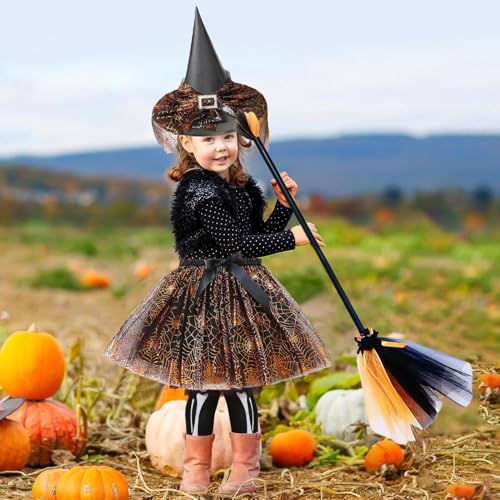 EUBEISAQI Hexenkostüm-Set, Hexenkostüm-Zubehör mit Besen und Rock für Kinder, verstellbares Halloween-Cosplay-Outfit-Set für Kleid, Party, Karneval, Maskerade, Themen-Fotoshootings EUBEISAQI Hexenkostüm-Set, Hexenkostüm-Zubehör mit Besen und Rock für Kinder, verstellbares Halloween-Cosplay-Outfit-Set für Kleid, Party, Karneval, Maskerade, Themen-Fotoshootings von EUBEISAQI