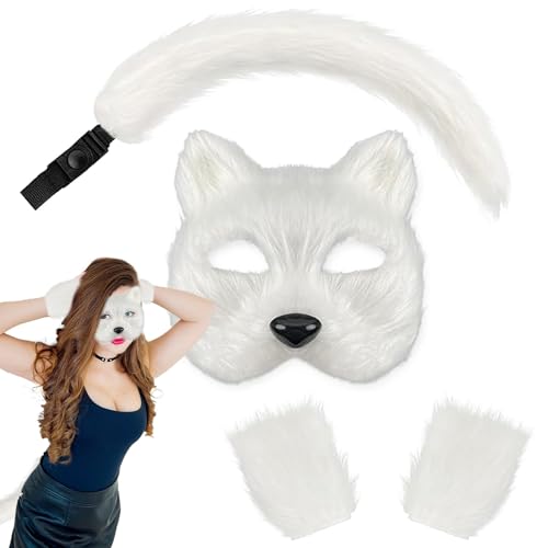 EUBEISAQI Tierkostüm, Tierschwänze für Kinder, mit Handschuhen, realistisch, atmungsaktiv, Stirnband, verstellbare Träger für Fotoshooting, Maskottchen, Performance, Schule, Spielen, Cosplay von EUBEISAQI