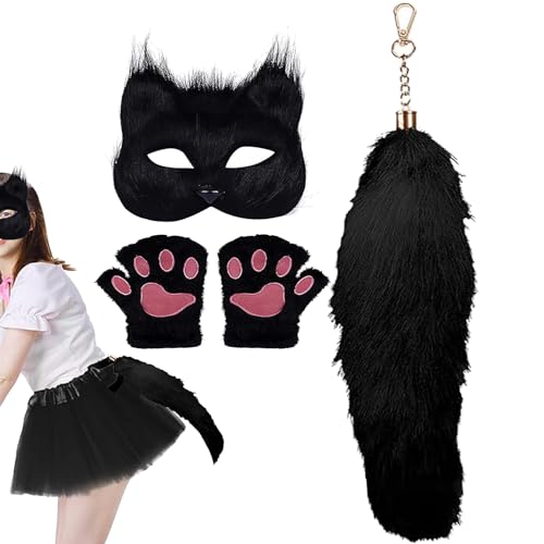 EUBEISAQI Tierkostüm für Erwachsene und Damen, Rollenspiel-Kostüm, Rollenspiel-Zubehör, niedliche dekorative -Handschuhe, Maskenschwanz für Halloween, Cosplay, Maskerade EUBEISAQI Tierkostüm für Erwachsene und Damen, Rollenspiel-Kostüm, Rollenspiel-Zubehör, niedliche dekorative -Handschuhe, Maskenschwanz für Halloween, Cosplay, Maskerade von EUBEISAQI