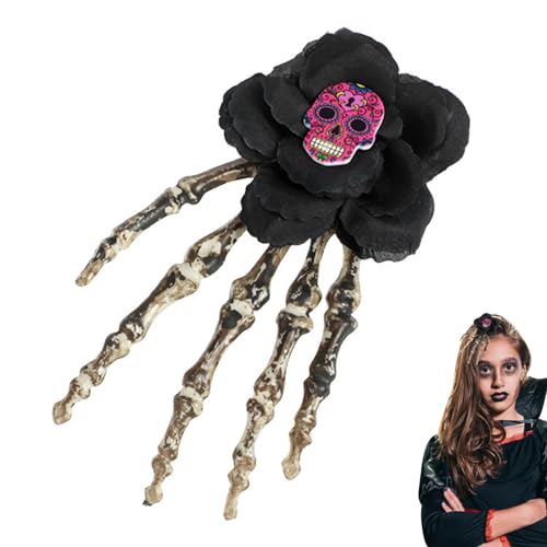 EUBEISAQI Totenkopf-Haarband - Halloween Gothic Stirnband | Tragbares Halloween-Stirnband mit Rosenschleier, Halloween-Geschenk für Kinder von EUBEISAQI
