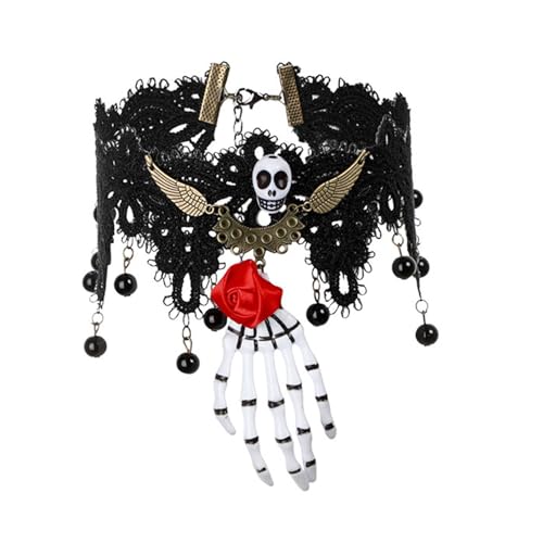 EUBEISAQI Totenkopf Halloween Haarreif | Halloween Totenkopf Band Hoop,Tragbares Halloween-Stirnband mit Rosenschleier, Halloween-Geschenk für Kinder von EUBEISAQI