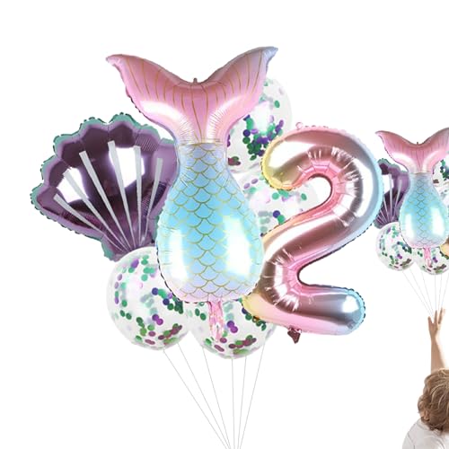 Meerjungfrau-Partyballons, Geburtstagsdekoration Meerjungfrau Luftballons, Under The Sea Kleine Meerjungfrau Partyzubehör, Mädchengeburtstagsparty-Dekorationen, 7 Stück Eubeisaqi von EUBEISAQI