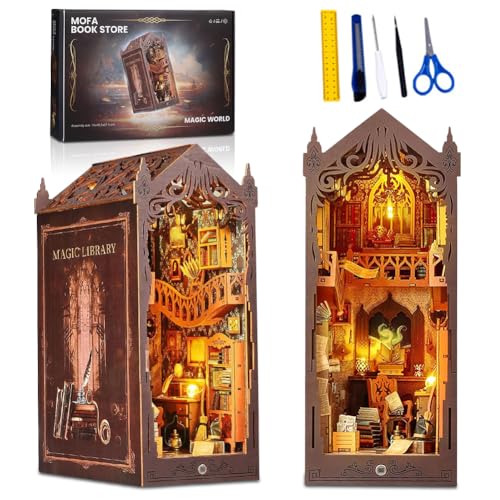 Book Nook Buchhandlung Kit, DIY Holz Haus Bausatz Buch Ecke Miniatur für Erwachsene Teens, 3D Holzpuzzle Bücherecke Bücherregalein Satz mit Sensor LED Licht Book Nook Buchhandlung Kit, DIY Holz Haus Bausatz Buch Ecke Miniatur für Erwachsene Teens, 3D Holzpuzzle Bücherecke Bücherregalein Satz mit Sensor LED Licht von EUBSWA