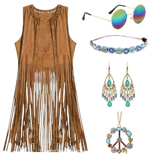 EUBSWA 70er Hippie Damen Kostüm, 60er 70er Hippie Frau, Hippie Mädchen Disco Outfit für Faschingskostüm Karneval Party, L EUBSWA 70er Hippie Damen Kostüm, 60er 70er Hippie Frau, Hippie Mädchen Disco Outfit für Faschingskostüm Karneval Party, L von EUBSWA