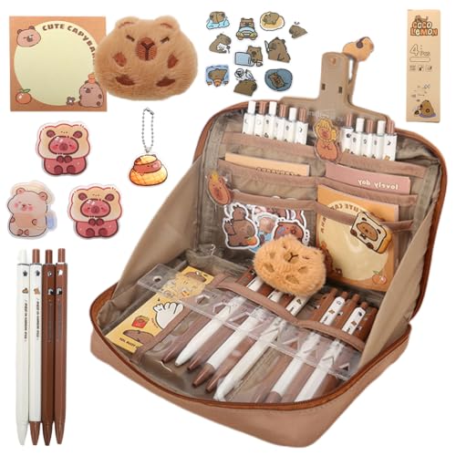 EUBSWA Capybara Schreibwaren Set, Süßes Capybara Federmäppchen Schreibwaren Geschenk für Kinder, mit Stifte, Clips, Aufkleber und mehr, für Büro Schule Studenten Schreibwaren EUBSWA Capybara Schreibwaren Set, Süßes Capybara Federmäppchen Schreibwaren Geschenk für Kinder, mit Stifte, Clips, Aufkleber und mehr, für Büro Schule Studenten Schreibwaren von EUBSWA