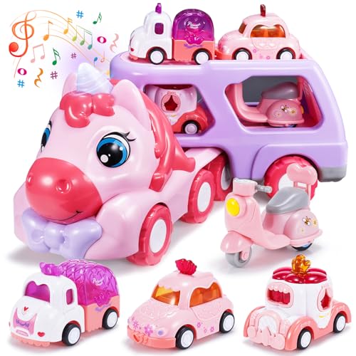 EUCOCO Spielzeug ab 1 2 3 4 5 6 Jahre, LKW Spielzeug Mädchen 1-6 Jahre Einhorn Geschenke für Kinderspielzeug, Auto Geburtstagsgeschenk von EUCOCO