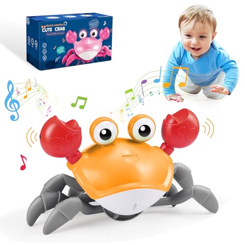 EUCOCO Spielzeug ab 1 2 Jahr Junge Mädchen Krabbe Baby Spielzeug ab 6 12 Monate Mädchen Junge Krabbelnde Krabbe Geschenke Für Kinder (Orange) von EUCOCO