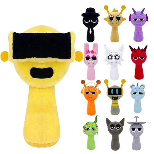 EUGRESS Sprunki Plush Flauschige Plüschtiere und Kissen, Weihnachts- und Geburtstagsgeschenke für Erwachsene und Kinder (Gelb und Schwarz) von EUGRESS