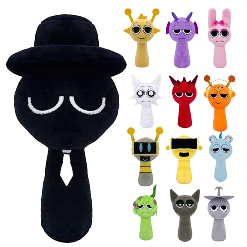 EUGRESS Sprunki Plush Weiche Plüschtiere und Kissen, Weihnachts- und Geburtstagsgeschenke für Erwachsene und Kinder (Schwarz) von EUGRESS