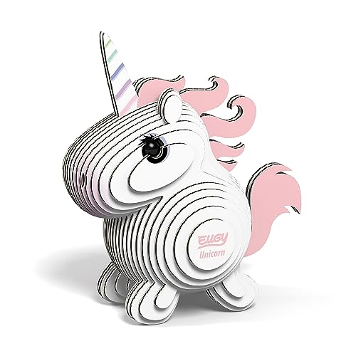 EUGY 650014 Einhorn, 3D Tier-Puzzle für Kinder und Erwachsene zum Zusammenbauen, DIY Tierfigur, Bastelset ab 6 Jahren von EUGY