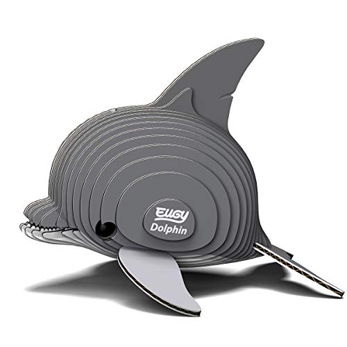EUGY 650021 Delfin, 3D Tier-Puzzle für Kinder und Erwachsene zum Zusammenbauen, DIY Tierfigur, Bastelset ab 6 Jahren von EUGY